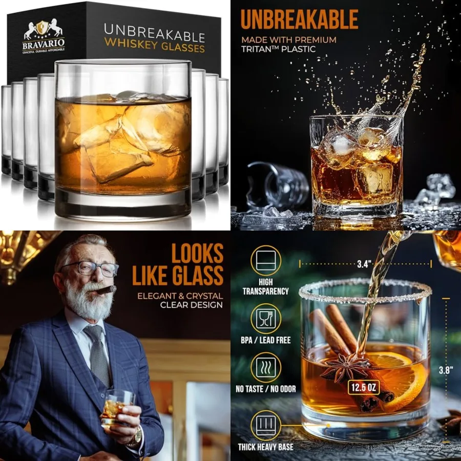 Unbreakable Whiskey Glasses, Plastic Rocks Glasses 12.5 oz Clear Dishwasher Safe Tritan Old Fashioned Drinkware, Shatterproof B
Unbreakable Whiskey Glasses, Plastic Rocks Glasses 12.5 oz Clear Dishwasher Safe Tritan Old Fashioned Drinkware, Shatterproof B