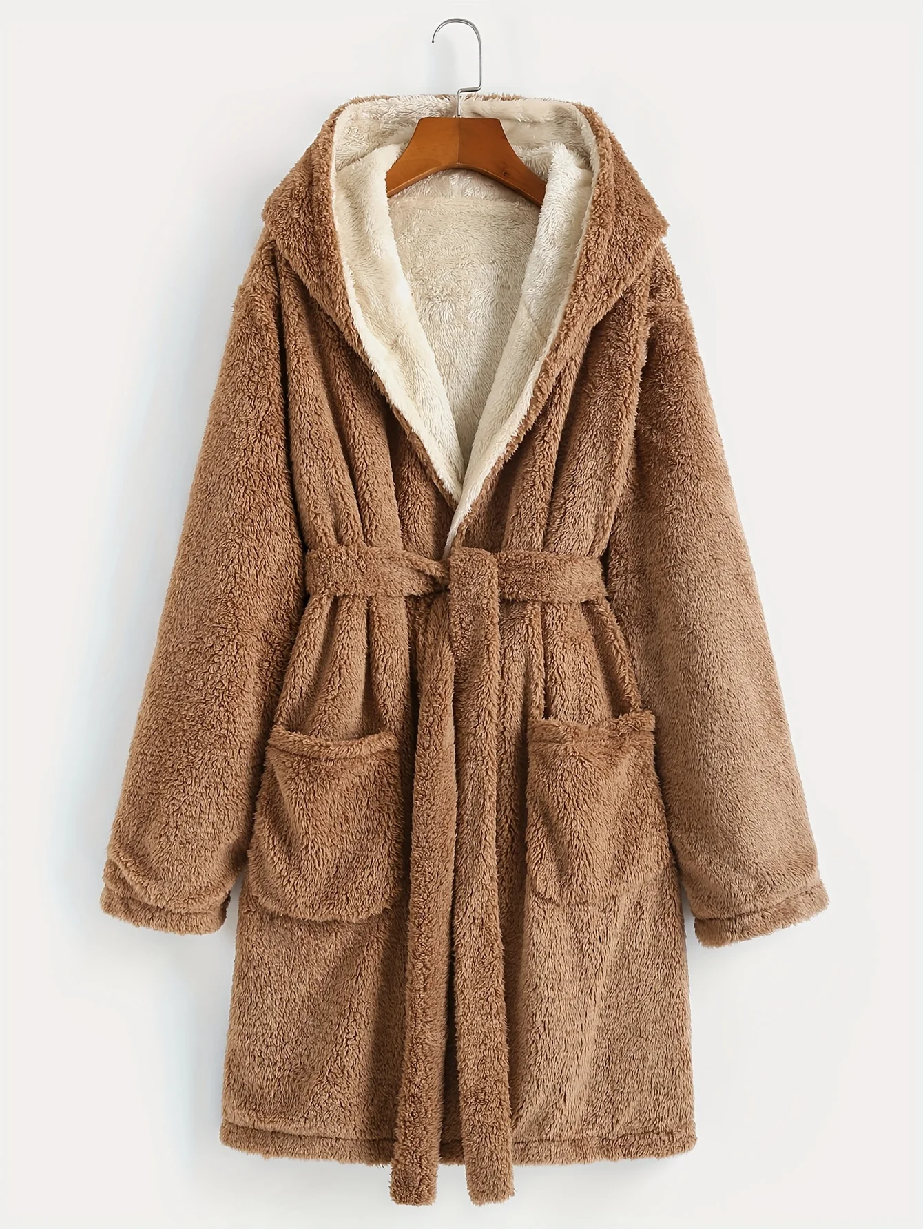 Двусторонняя плюшевая ночная рубашка с капюшоном для осени и зимы, удобная двухцветная пушистая пижама с рукавами на манжетах
Двусторонняя плюшевая ночная рубашка с капюшоном для осени и зимы, удобная двухцветная пушистая пижама с рукавами на манжетах