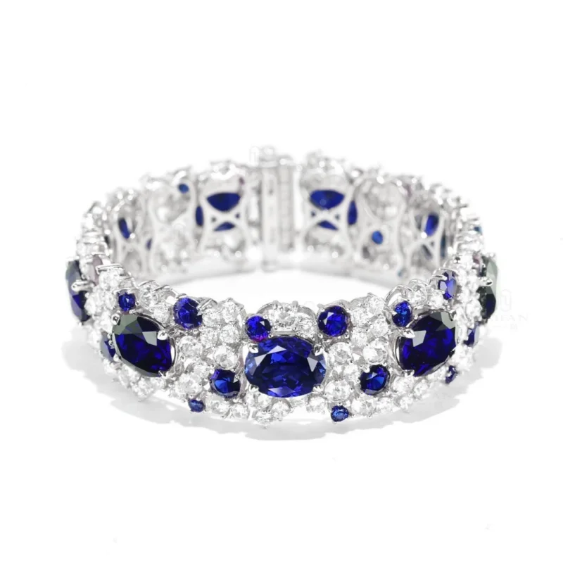 BELLUX 925 Silver Synthetic Zircon Luxury Full Diamond Sapphire Oval Royal Blue Banquet Wedding Party Bracelet
BELLUX 925 Silver Synthetic Zircon Luxury Full Diamond Sapphire Oval Royal Blue Banquet Wedding Party Bracelet