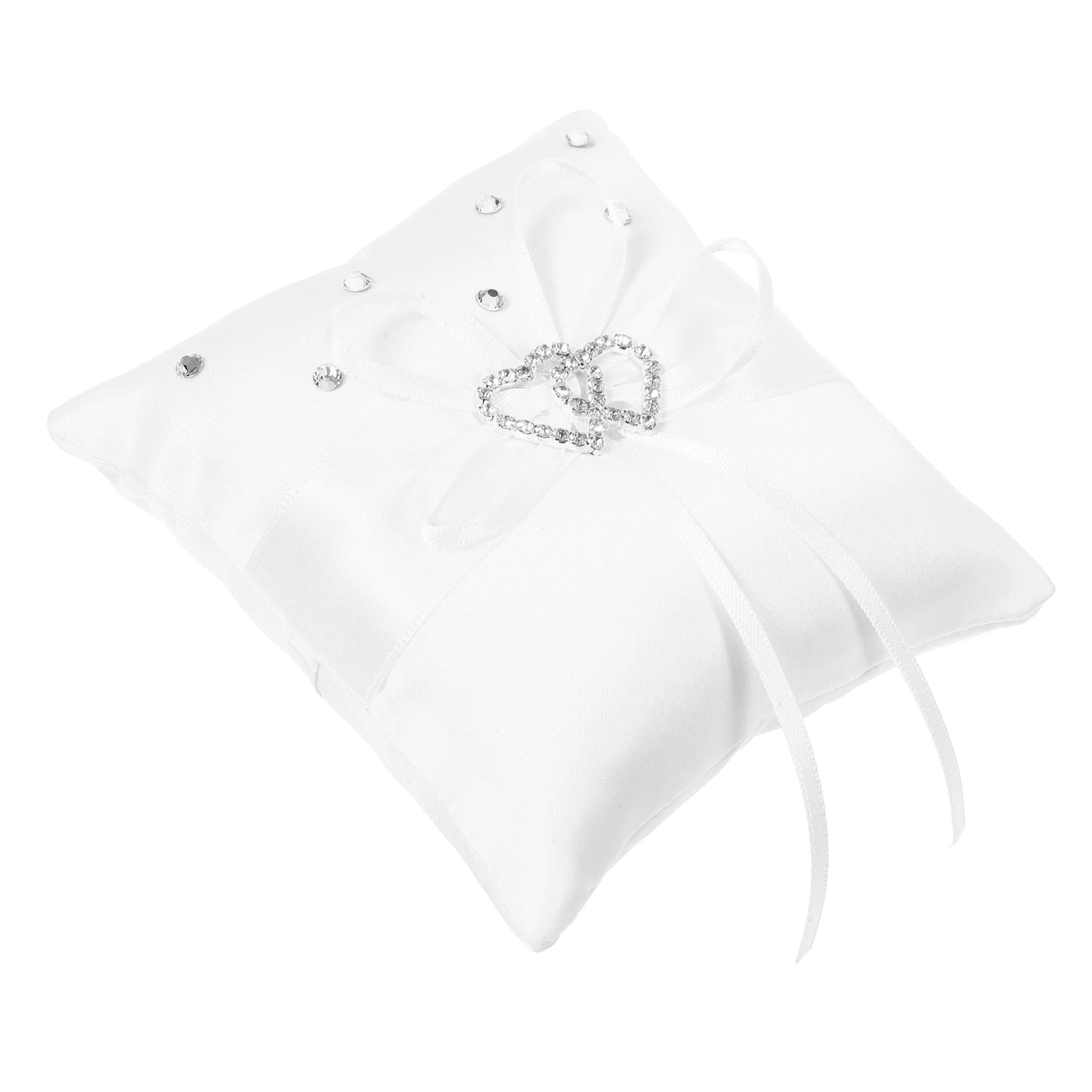 10x10cm Double Heart Wedding Ring Pillow Bridal Ceremony Cushion White Satin Rhinestone Decor Ring Bearer Holder with Carry
10x10cm Double Heart Wedding Ring Pillow Bridal Ceremony Cushion White Satin Rhinestone Decor Ring Bearer Holder with Carry