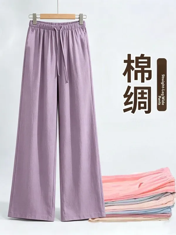 Simple Drawstring Cotton Silk Women's Pants Thin Home Clothes Summer Lightweight Long Trousers Casual Walking Outdoors
Simple Drawstring Cotton Silk Women's Pants Thin Home Clothes Summer Lightweight Long Trousers Casual Walking Outdoors