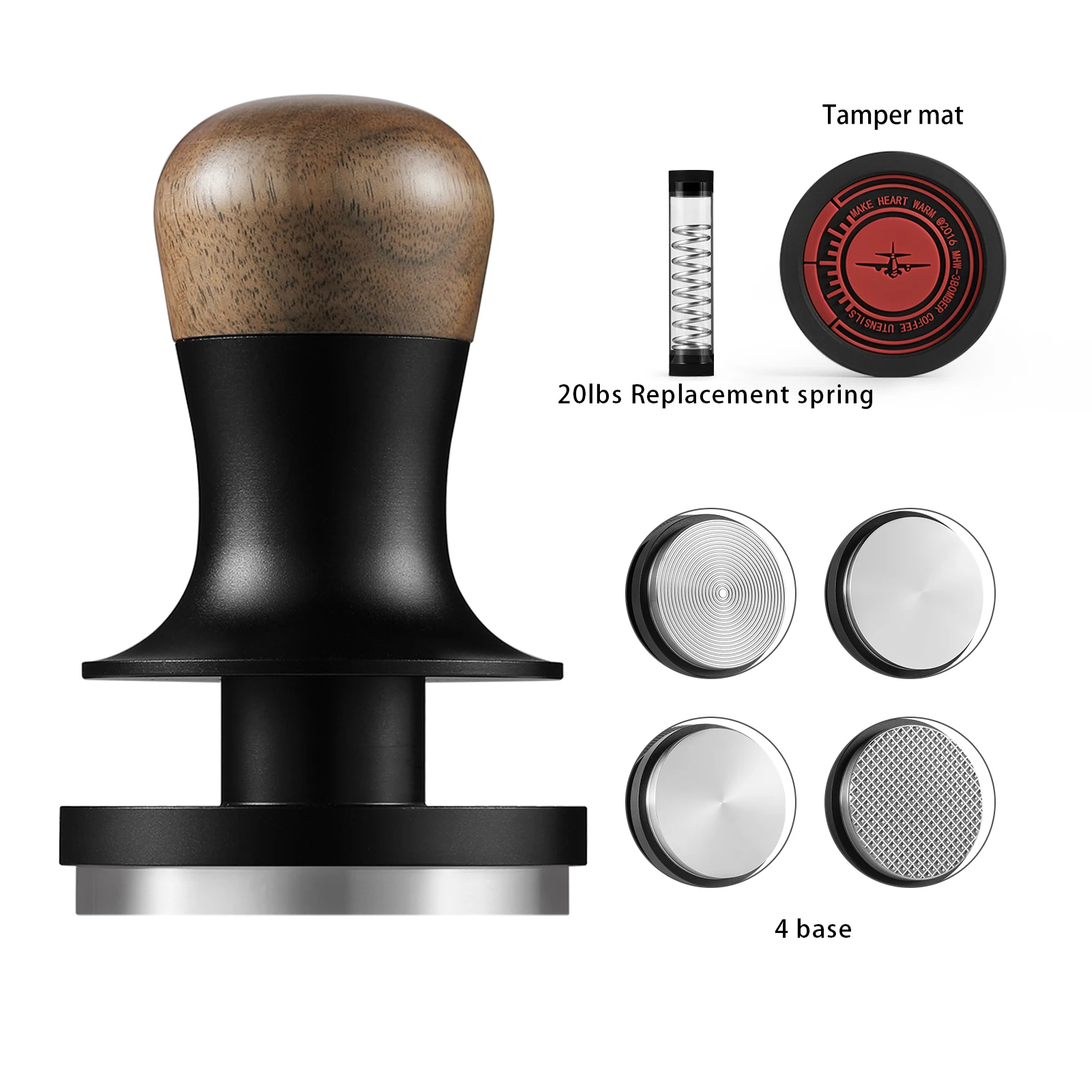 MHW-3BOMBER 30LBS Constant Pressure Coffee Tamper Set with 4 Replaceable Base 58.35mm Espresso Tamper Barista Accessories
MHW-3BOMBER 30LBS Constant Pressure Coffee Tamper Set with 4 Replaceable Base 58.35mm Espresso Tamper Barista Accessories