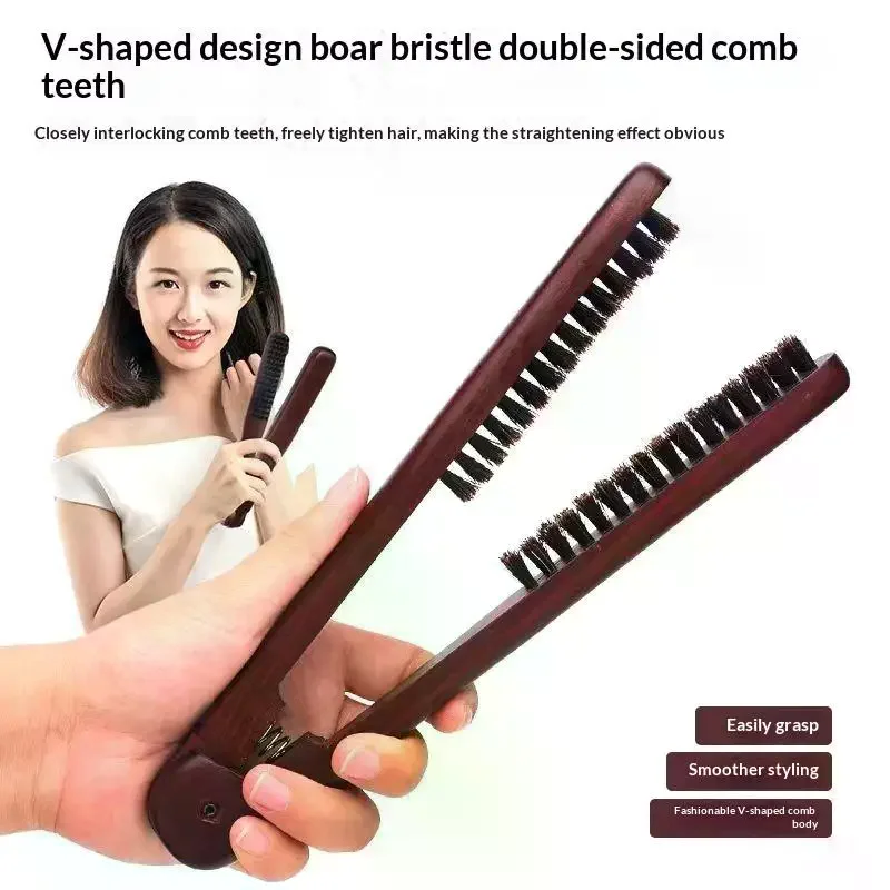 V Shape Hair Straightening Comb Boar Bristle Anti Static Paddle Brush Smooth Detangling Styling Tool
V Shape Hair Straightening Comb Boar Bristle Anti Static Paddle Brush Smooth Detangling Styling Tool
