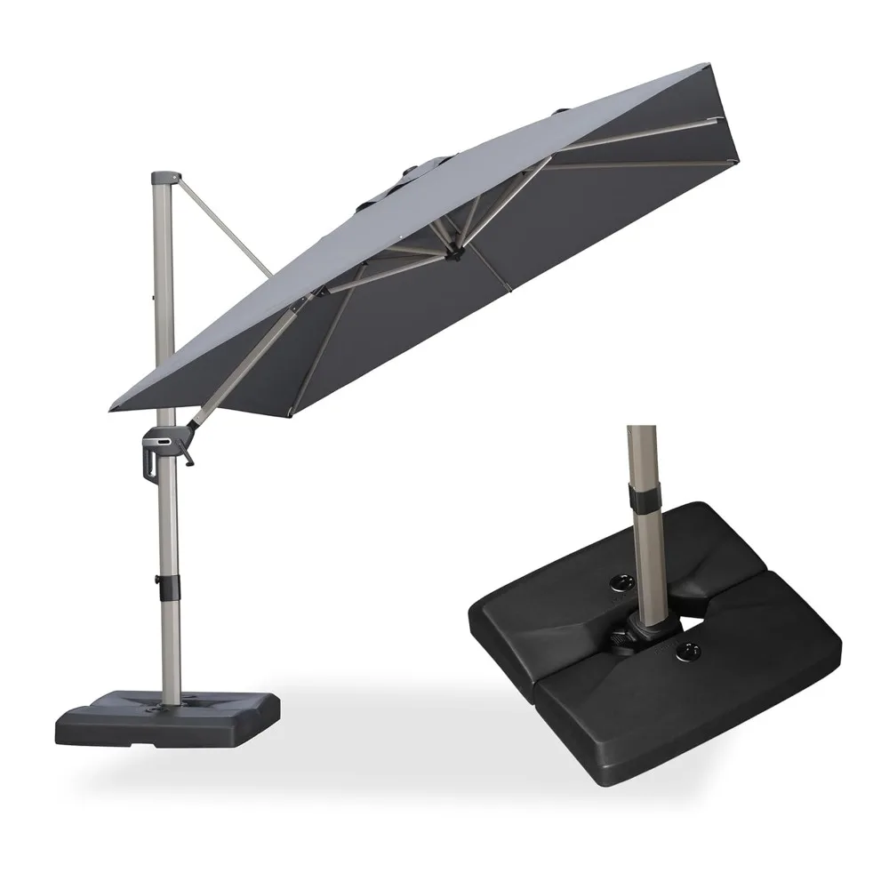 9FT Patio Umbrella with Base Champagne Cantilever Umbrella Square Outdoor Umbrella with 360° Rotation, Aluminum, Customized
9FT Patio Umbrella with Base Champagne Cantilever Umbrella Square Outdoor Umbrella with 360° Rotation, Aluminum, Customized