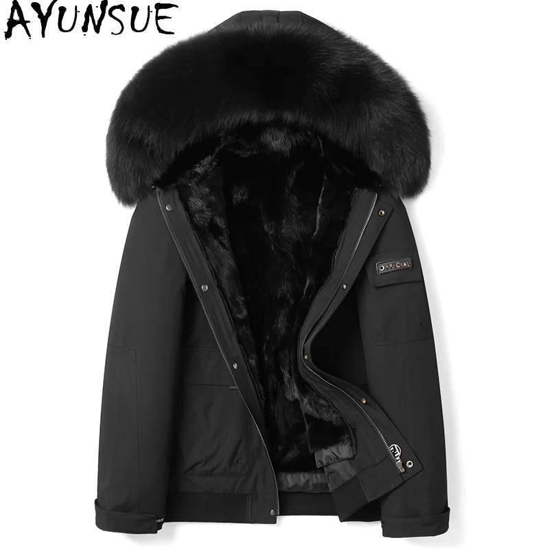 AYUNSUE High Quality Natural Fur Parkas Luxury Detachable Mink Fur Liner Jacket for Men Winter Warm Hooded Fox Collar Fur Coat
AYUNSUE High Quality Natural Fur Parkas Luxury Detachable Mink Fur Liner Jacket for Men Winter Warm Hooded Fox Collar Fur Coat