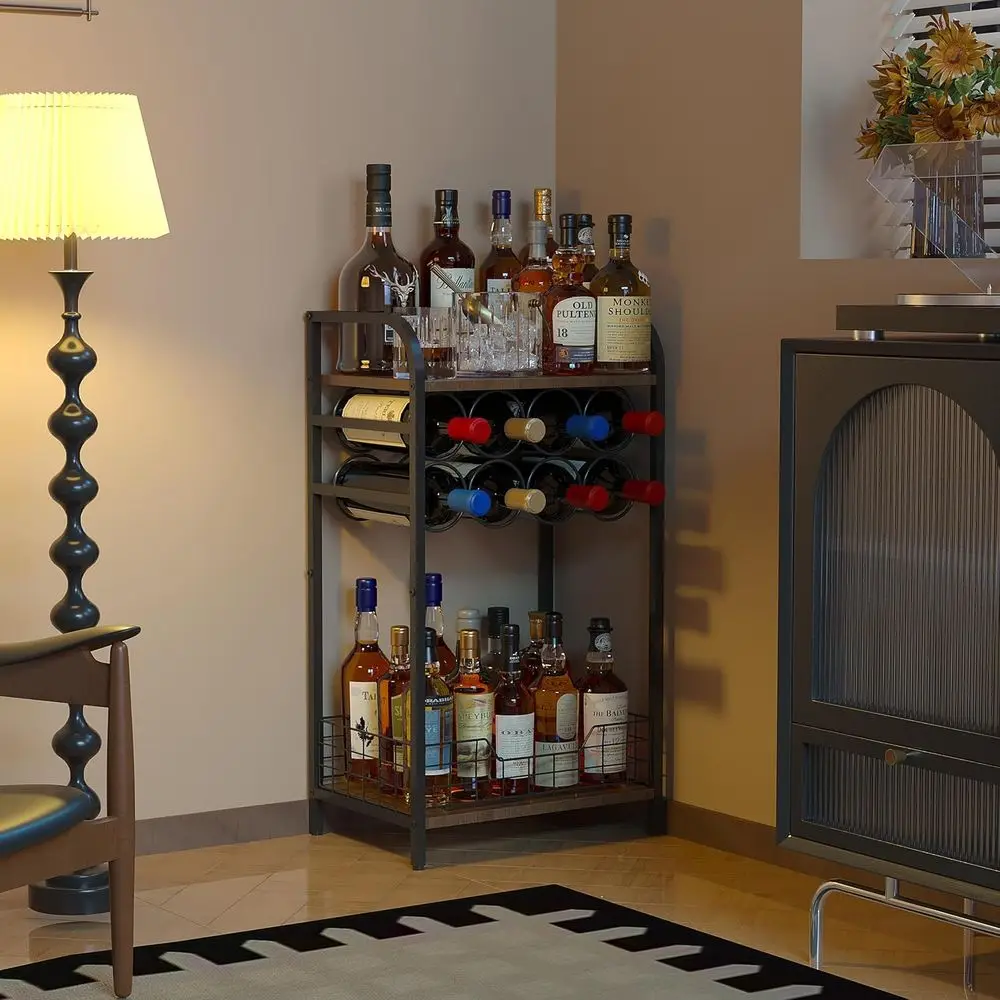 3-Tier Wine Bar Table: 8-Bottle Rack Mini Wine Bar Cabinet Whiskey Display Shelf Liquor Storage
3-Tier Wine Bar Table: 8-Bottle Rack Mini Wine Bar Cabinet Whiskey Display Shelf Liquor Storage