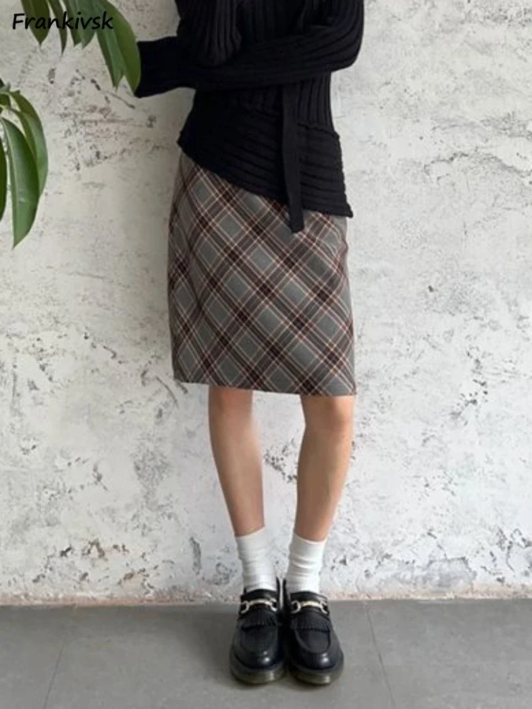 Knee Length Skirts Women Retro Plaid Chic High Street Slim All-match Schoolgirls American Style Clothing Faldas Mujer Spring New
Knee Length Skirts Women Retro Plaid Chic High Street Slim All-match Schoolgirls American Style Clothing Faldas Mujer Spring New