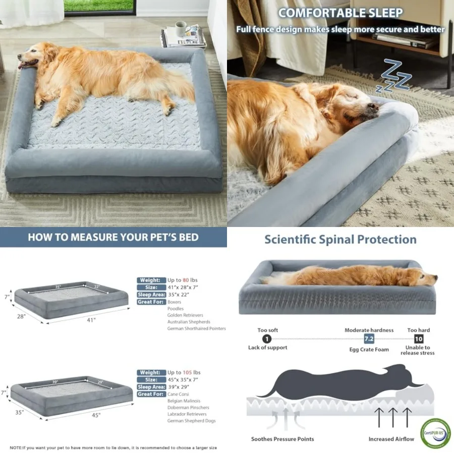 XL Extra Large Dog Bed, Washable Dog Couch with Removable Waterproof Cover, Orthopedic Large Pet Sofa Bed with Bolster Sides fo
XL Extra Large Dog Bed, Washable Dog Couch with Removable Waterproof Cover, Orthopedic Large Pet Sofa Bed with Bolster Sides fo