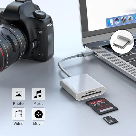 2 in 1 OTG Type C Card Reader USB Flash Drive SD TF Cardreader for iPhone 14 15 16 Xiaomi Huawei Tablet USB C to Memory Card