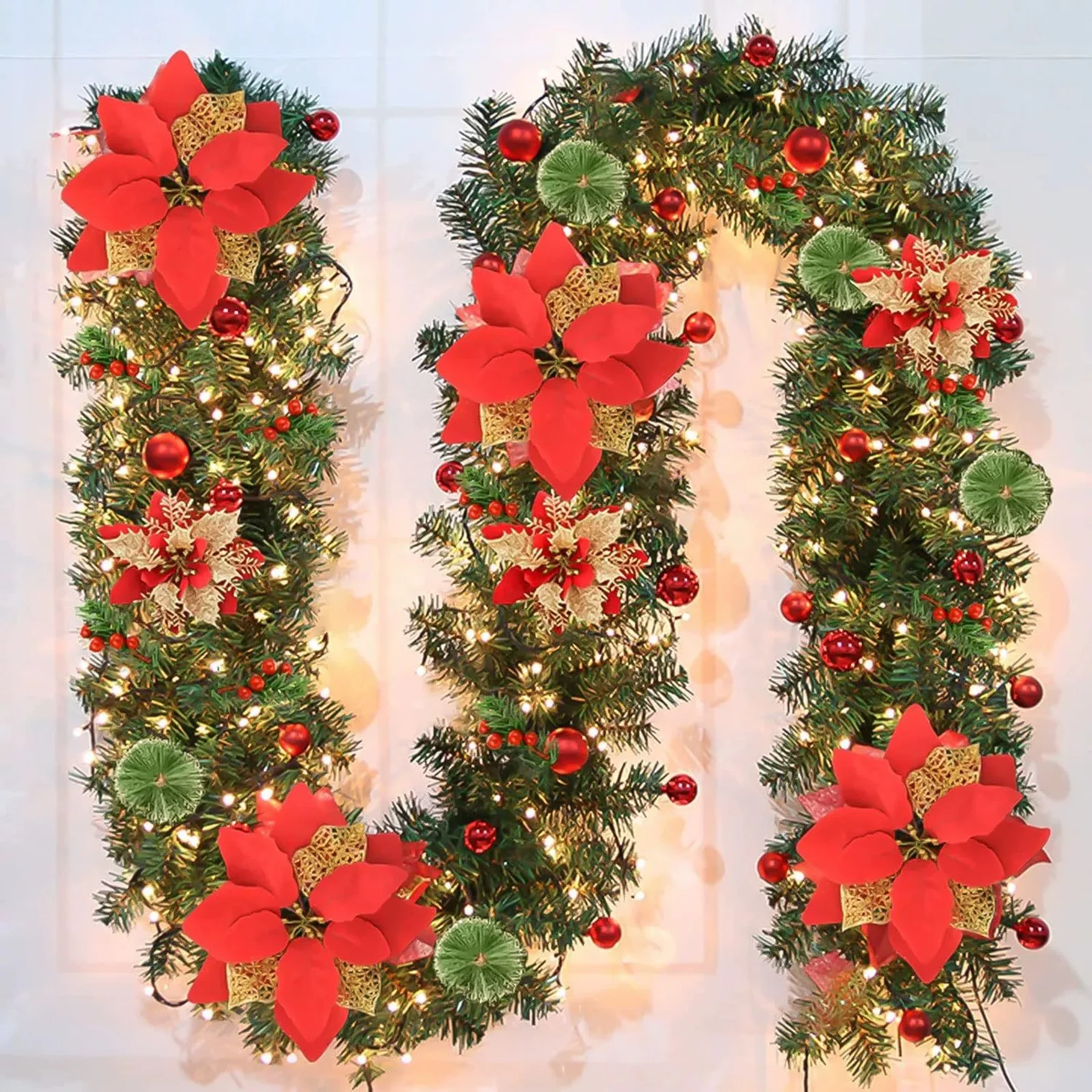 2.7m Christmas Vine Decoration Gold Red Wreath Set, Dense Door Hanging Ornament Christmas Tree Decoration, 1 Piece Rattan for
2.7m Christmas Vine Decoration Gold Red Wreath Set, Dense Door Hanging Ornament Christmas Tree Decoration, 1 Piece Rattan for