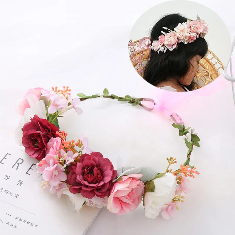 1pc Wedding Flower Crown - Bride Floral Vine Wreath Headpiece - Boho Beach Ceremony Photo Shoot Tiara 
1pc Wedding Flower Crown - Bride Floral Vine Wreath Headpiece - Boho Beach Ceremony Photo Shoot Tiara