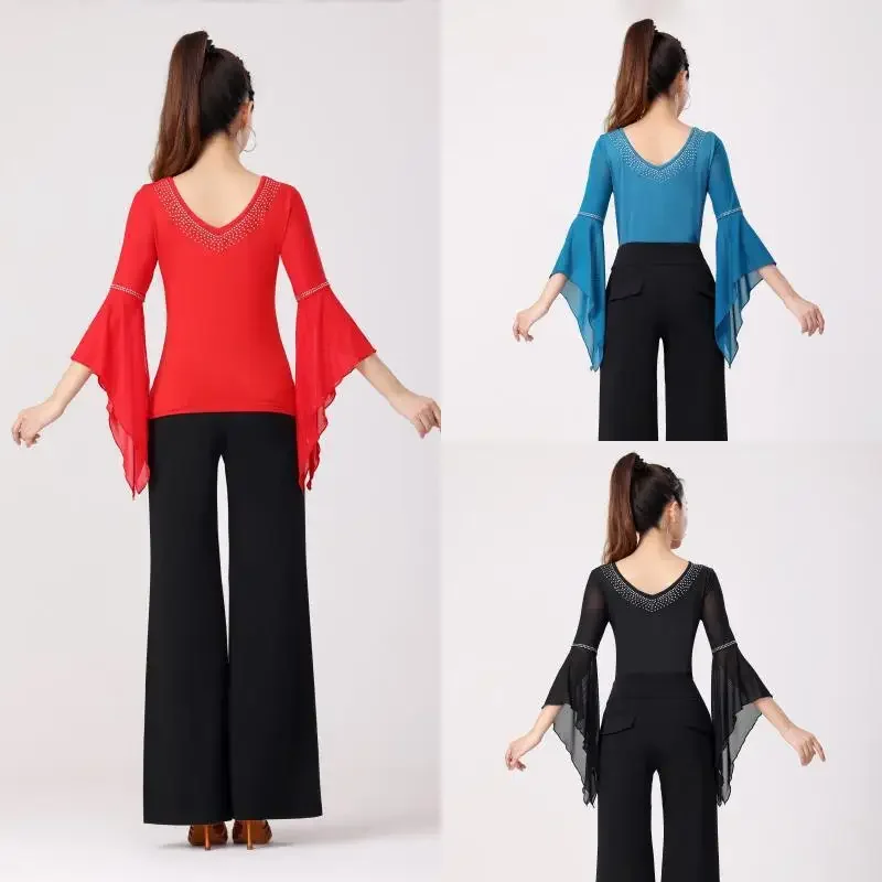 Gitba New Women's Lotus Leaf Sleeves High Temperature Colored Diamond Dance Clothes Top Square Dance Latin Dance Three Step Danc
Gitba New Women's Lotus Leaf Sleeves High Temperature Colored Diamond Dance Clothes Top Square Dance Latin Dance Three Step Danc
