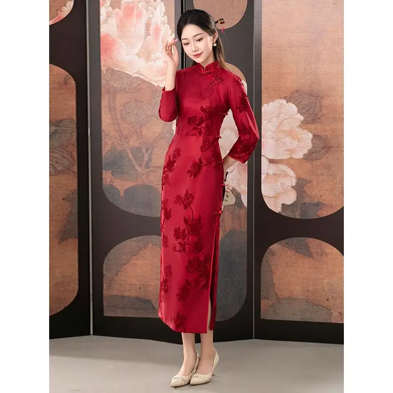 Red Wedding Dr Improved Mother Son Marriage Qipao Long Skirt Chinese Sle Breathable Mid-Length Sve Dr
Red Wedding Dr Improved Mother Son Marriage Qipao Long Skirt Chinese Sle Breathable Mid-Length Sve Dr