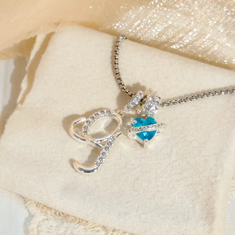 925 Sterling Silver Blue Heart Planet Bright Zircon Alphabet Personality Pendant Necklace Fashion Versatile Gift to Yourself
925 Sterling Silver Blue Heart Planet Bright Zircon Alphabet Personality Pendant Necklace Fashion Versatile Gift to Yourself