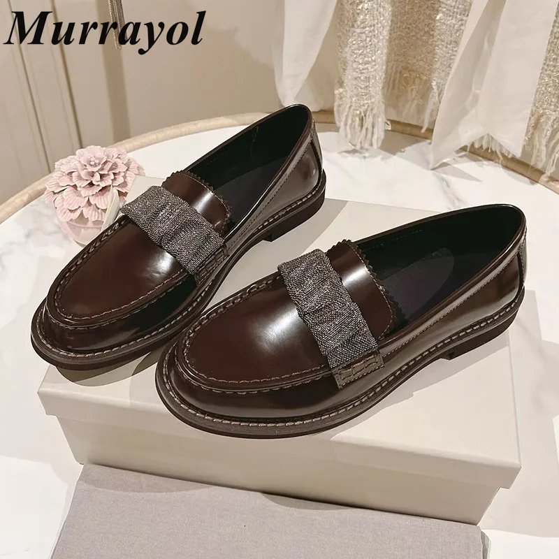 Women's Flat Bottom Genuine Leather Single Shoes Round Toe String Bead Decor Loafers Spring Autumn British Style Office Shoes
Women's Flat Bottom Genuine Leather Single Shoes Round Toe String Bead Decor Loafers Spring Autumn British Style Office Shoes