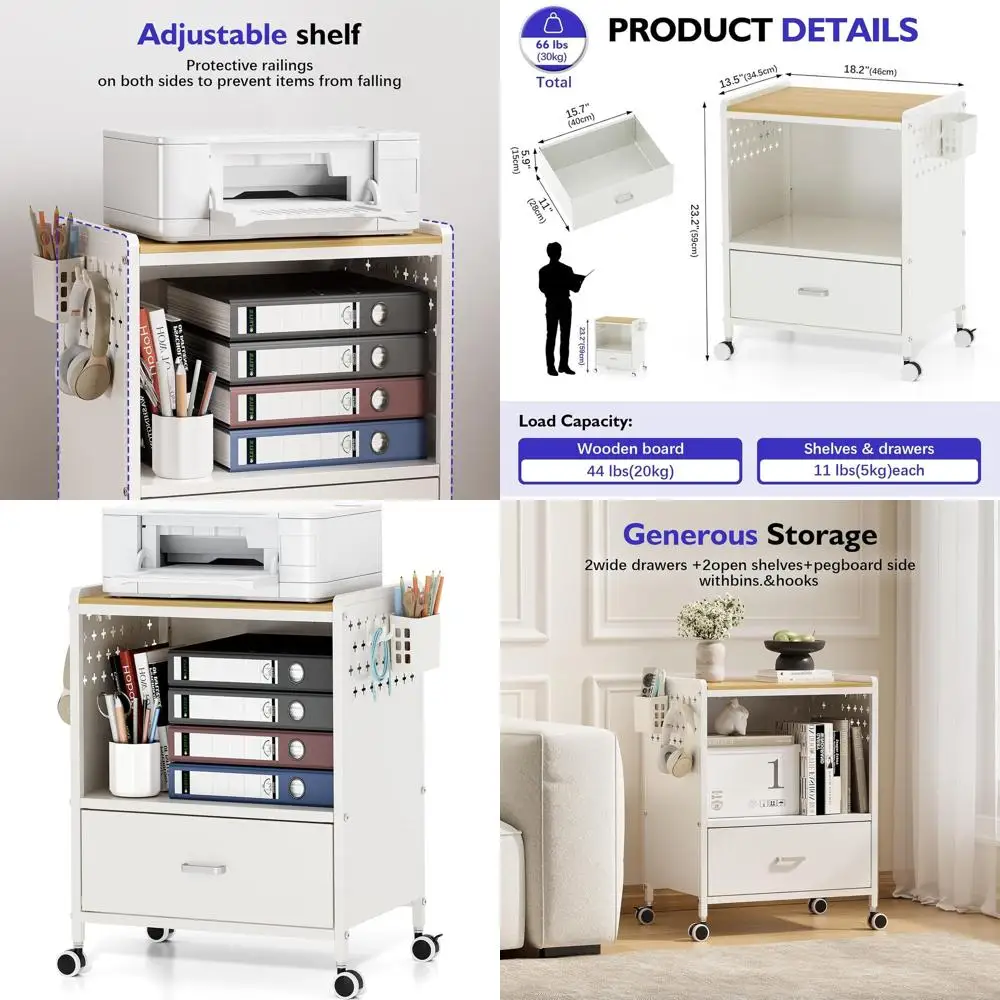 Мобильный шкаф для документов с 1 выдвижным ящиком, регулируемыми полками, 2 контейнерами и 4 крючками, из МДФ, органайзер для домашнего офиса
Мобильный шкаф для документов с 1 выдвижным ящиком, регулируемыми полками, 2 контейнерами и 4 крючками, из МДФ, органайзер для домашнего офиса