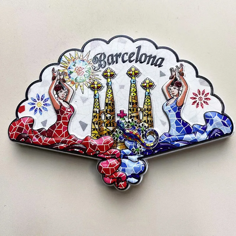 3D Resin Barcelona Refrigerator Magnet - Colorful Tile Design with Iconic Sagrada Familia and Dancers - Perfect Home Decor Gift
3D Resin Barcelona Refrigerator Magnet - Colorful Tile Design with Iconic Sagrada Familia and Dancers - Perfect Home Decor Gift