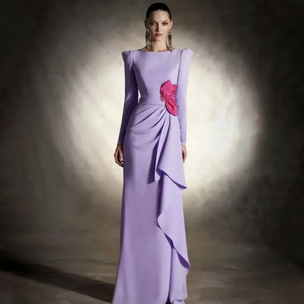 Elegant Mother of the Bride Dress Long Sleeves Bateau Mermaid Wedding Guest Gowns for Women Lavender Ruffle Simple Evening Dress
Elegant Mother of the Bride Dress Long Sleeves Bateau Mermaid Wedding Guest Gowns for Women Lavender Ruffle Simple Evening Dress