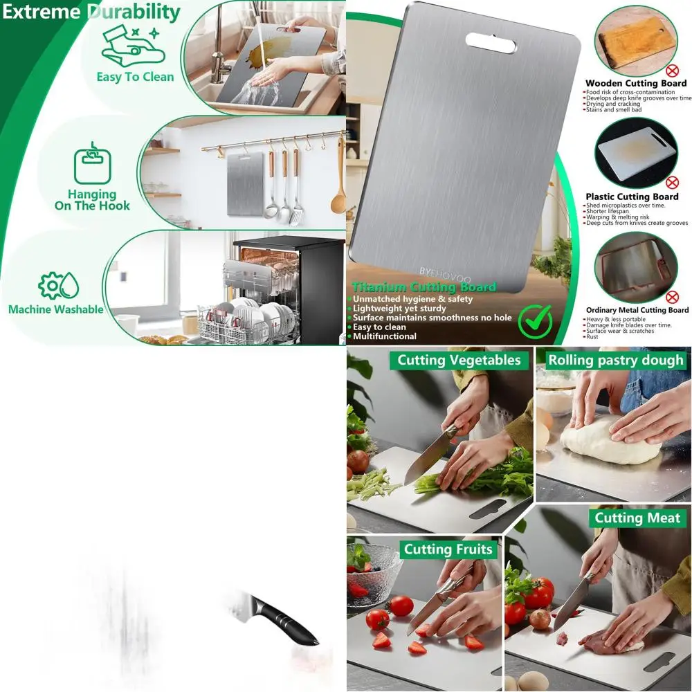 Набор из 3 двусторонних титановых разделочных досок - нескользящие, легко моются, подходят для мытья в посудомоечной машине, для использования в помещении и на улице
Набор из 3 двусторонних титановых разделочных досок - нескользящие, легко моются, подходят для мытья в посудомоечной машине, для использования в помещении и на улице