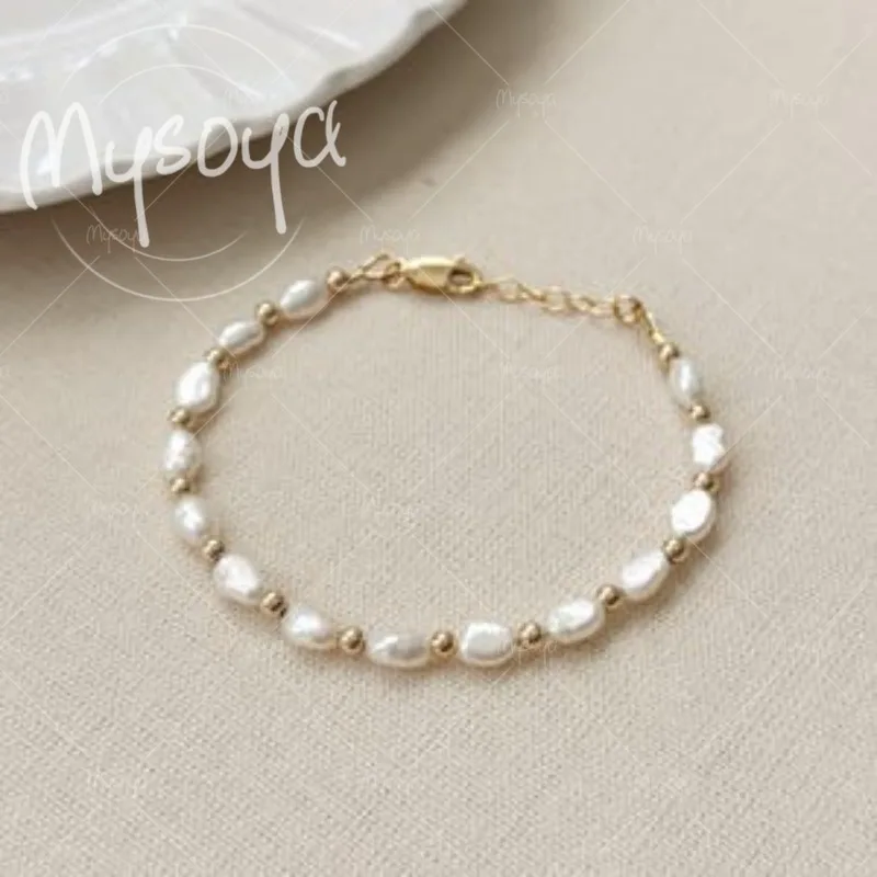 MYSOYA 4-5mm White Baroque Freshwater Pearl Bracelet with Gift Box, for Him/ Her, for Birthday/ Wedding/ Mother's Day Gift A0395
MYSOYA 4-5mm White Baroque Freshwater Pearl Bracelet with Gift Box, for Him/ Her, for Birthday/ Wedding/ Mother's Day Gift A0395