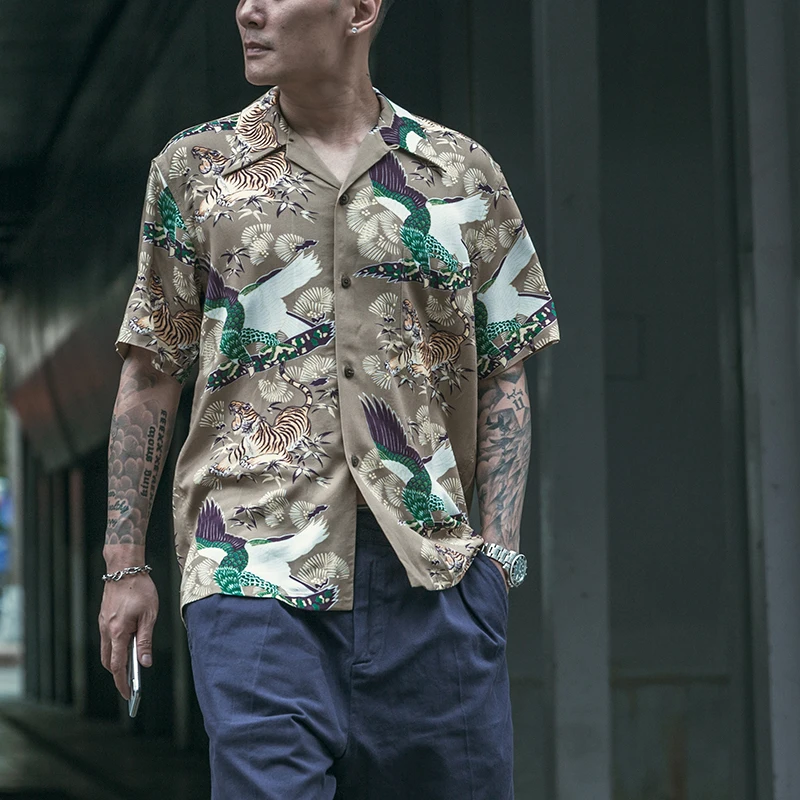 Men's Short Sleeve Shirt 2023Non Stock Tiger Handle Cuban Collar Hamamatsu Pattern Summer Hawaiian Cotton Standard Fit Washed
Men's Short Sleeve Shirt 2023Non Stock Tiger Handle Cuban Collar Hamamatsu Pattern Summer Hawaiian Cotton Standard Fit Washed