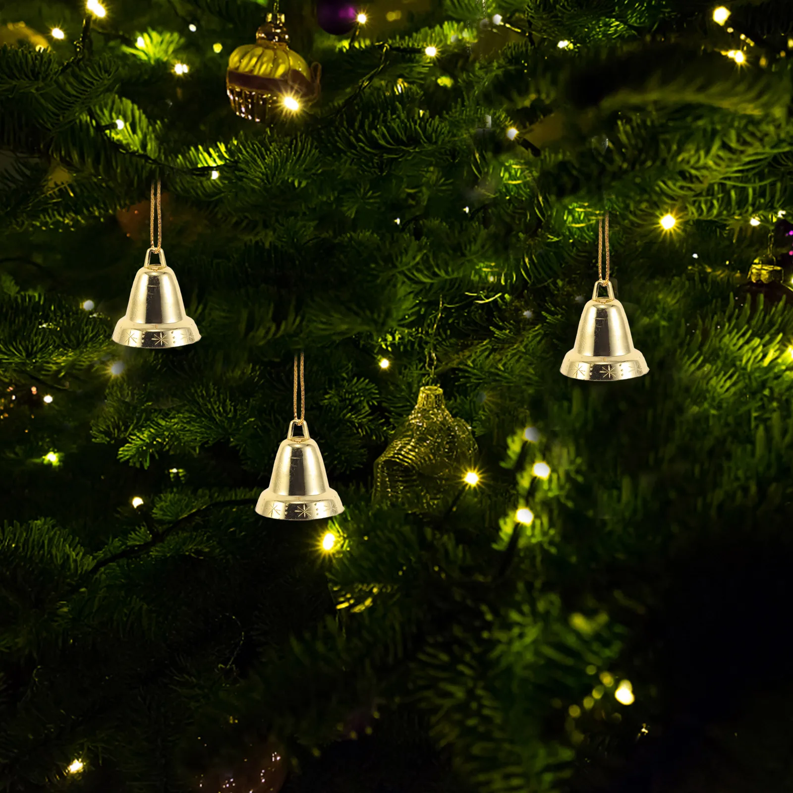 120Pcs Christmas Bells Ornaments Golden Plastic Xmas Tree Hanging Decoration Jingle Bells for Party Props Craft Xmas Supplies
120Pcs Christmas Bells Ornaments Golden Plastic Xmas Tree Hanging Decoration Jingle Bells for Party Props Craft Xmas Supplies