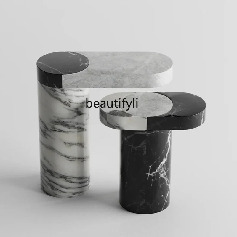 Italian minimalist natural marble edge few designer high-end living room side table6005
Italian minimalist natural marble edge few designer high-end living room side table6005