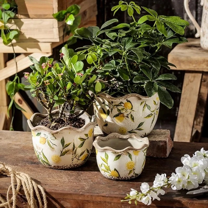 Lemon Shaped Ceramic Flower Pot Vintage Succulent Pot Ceramic Plant Pot Outdoor Courtyard Living Room Decoration Pots for Plants
Lemon Shaped Ceramic Flower Pot Vintage Succulent Pot Ceramic Plant Pot Outdoor Courtyard Living Room Decoration Pots for Plants