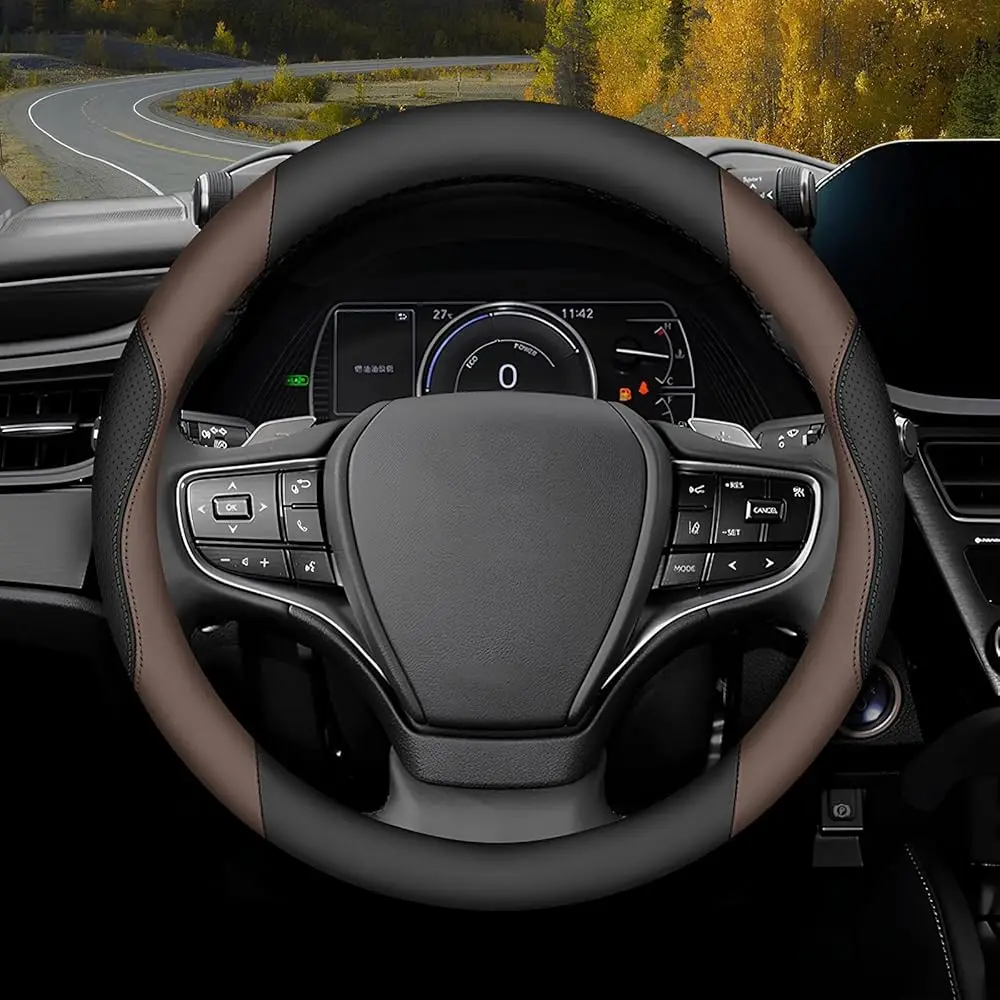 Steering Wheel Cover Universal Standard Size 14.5-15 inch, Breathable Microfiber Leather, Anti-Slip, Soft Grip, Sporty Design
Steering Wheel Cover Universal Standard Size 14.5-15 inch, Breathable Microfiber Leather, Anti-Slip, Soft Grip, Sporty Design