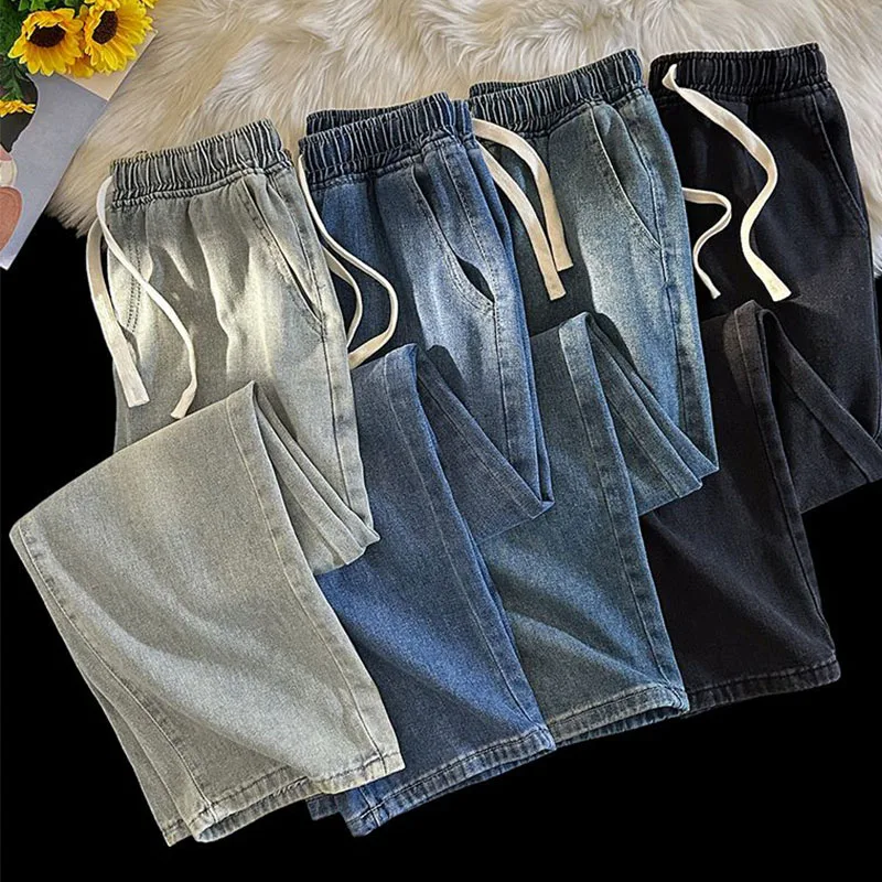 Men's Loose Straight Leg Washed Jeans Leisure Trend Versatile Elastic Waist Pants Y2K Youth Popular Daily Korean Street Trousers
Men's Loose Straight Leg Washed Jeans Leisure Trend Versatile Elastic Waist Pants Y2K Youth Popular Daily Korean Street Trousers