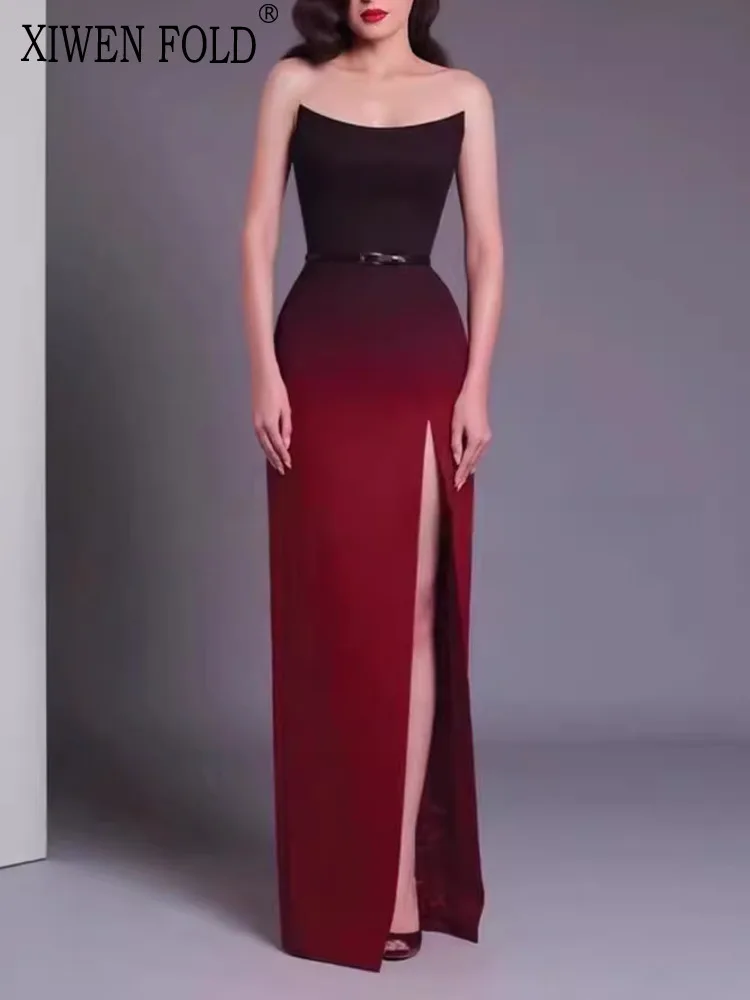XIWEN-Women's Gradient Color Dress with Belt, Strapless Split, Sleeveless, High Waist, Elegant Chic Design, Summer, New, XF2126
XIWEN-Women's Gradient Color Dress with Belt, Strapless Split, Sleeveless, High Waist, Elegant Chic Design, Summer, New, XF2126