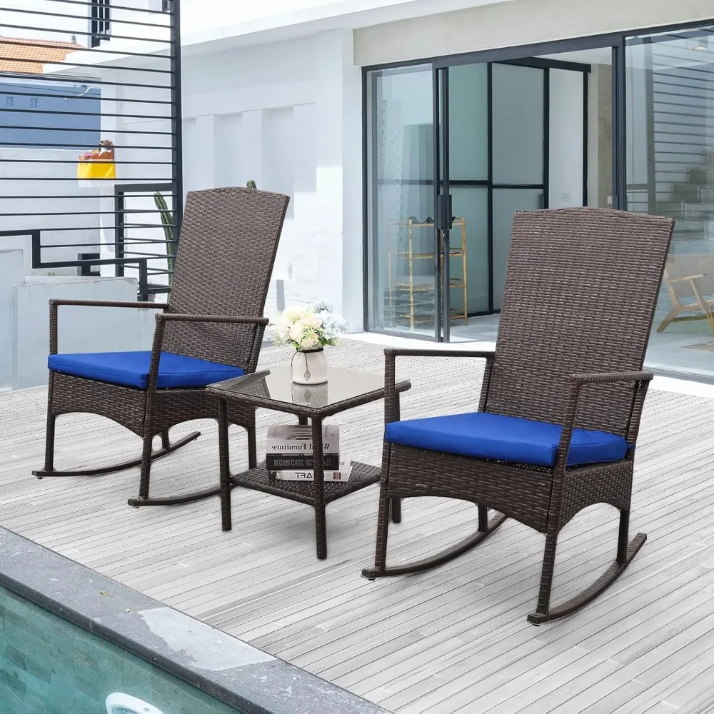 Outdoor PE Wicker Rocking Chair 3-Piece Patio Rattan Bistro Set 2 Rocker Armchair and Glass Coffee Side Table Furniture, Washabl
Outdoor PE Wicker Rocking Chair 3-Piece Patio Rattan Bistro Set 2 Rocker Armchair and Glass Coffee Side Table Furniture, Washabl