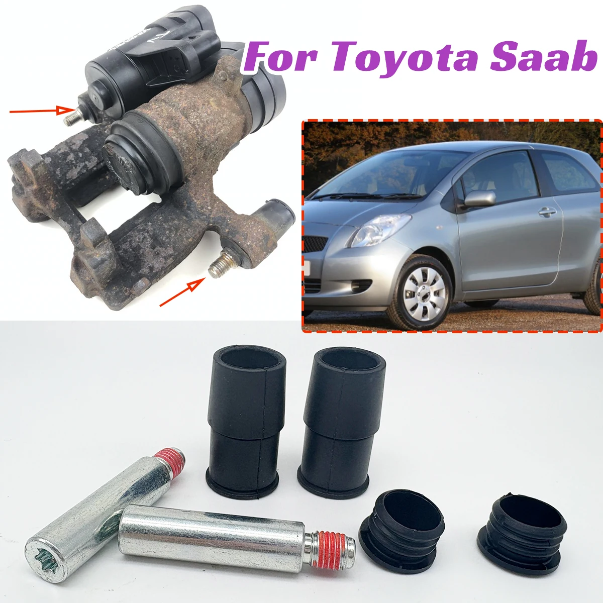 Front Brake Caliper Slider Guide Pins Bolt Housing Sleeve Bushing Boot Seal for Toyota Yaris/Vitz Vios Saab 9-3X Left Right Disc
Front Brake Caliper Slider Guide Pins Bolt Housing Sleeve Bushing Boot Seal for Toyota Yaris/Vitz Vios Saab 9-3X Left Right Disc