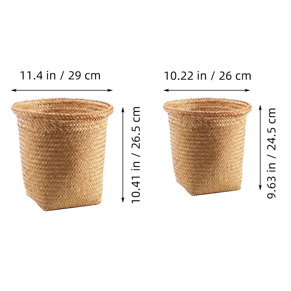 2pcs Woven Trash Can Bins Handmade Storage Basket Bedroom Office Kitchen Garbage Cans Waste Bins Straw Braid Material
2pcs Woven Trash Can Bins Handmade Storage Basket Bedroom Office Kitchen Garbage Cans Waste Bins Straw Braid Material