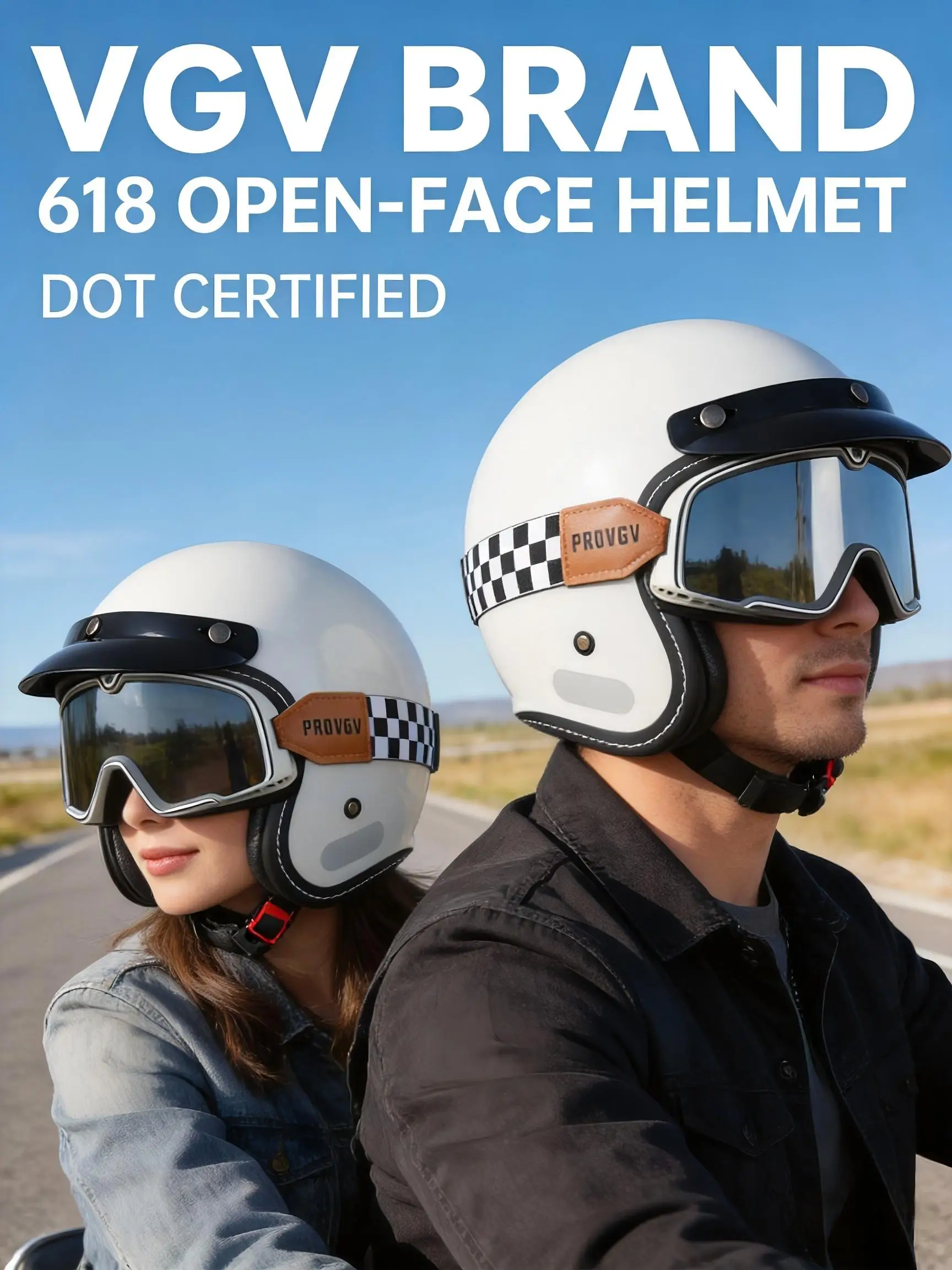 VGV 618 DOT certified motorcycle helmet, stylish open helmet, suitable for male and female commuters riding all year round
VGV 618 DOT certified motorcycle helmet, stylish open helmet, suitable for male and female commuters riding all year round