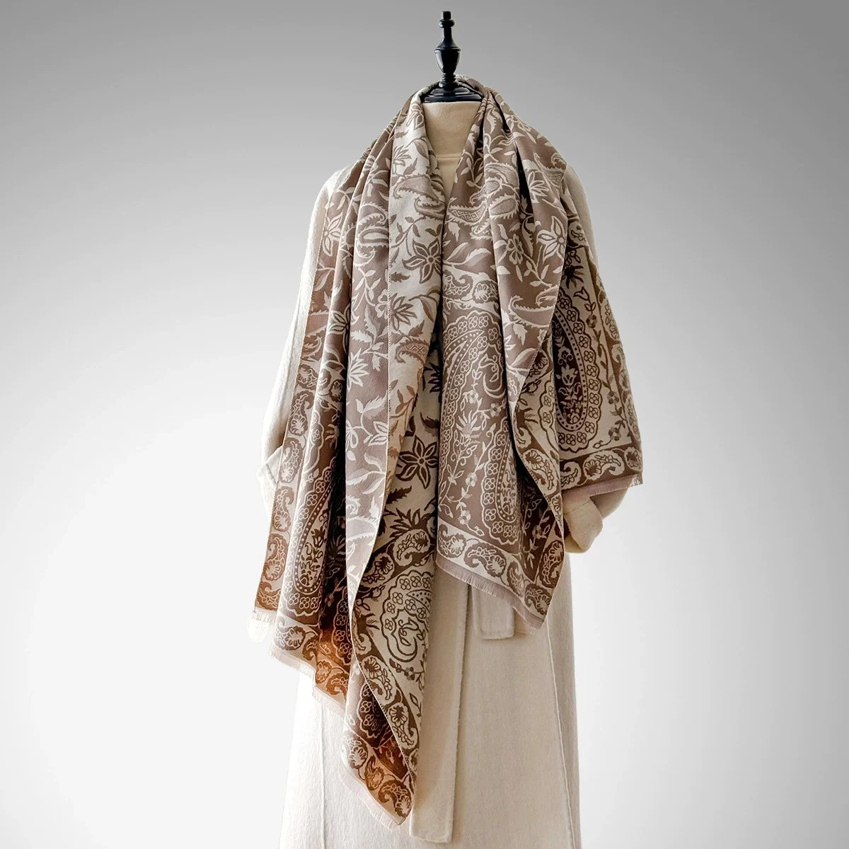 Elegant Double-Sided Floral Jacquard Pashmina Shawl for Women - Winter Thick Warm Tassel Design Coldproof Windproof Blanket
Elegant Double-Sided Floral Jacquard Pashmina Shawl for Women - Winter Thick Warm Tassel Design Coldproof Windproof Blanket