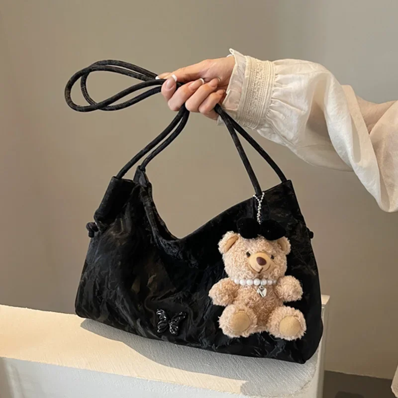 Large Capacity Fashion Trend Women's Shoulder Bag Cute Bear Decoration Leisure Vacation Travel Tote College School Bag
Large Capacity Fashion Trend Women's Shoulder Bag Cute Bear Decoration Leisure Vacation Travel Tote College School Bag