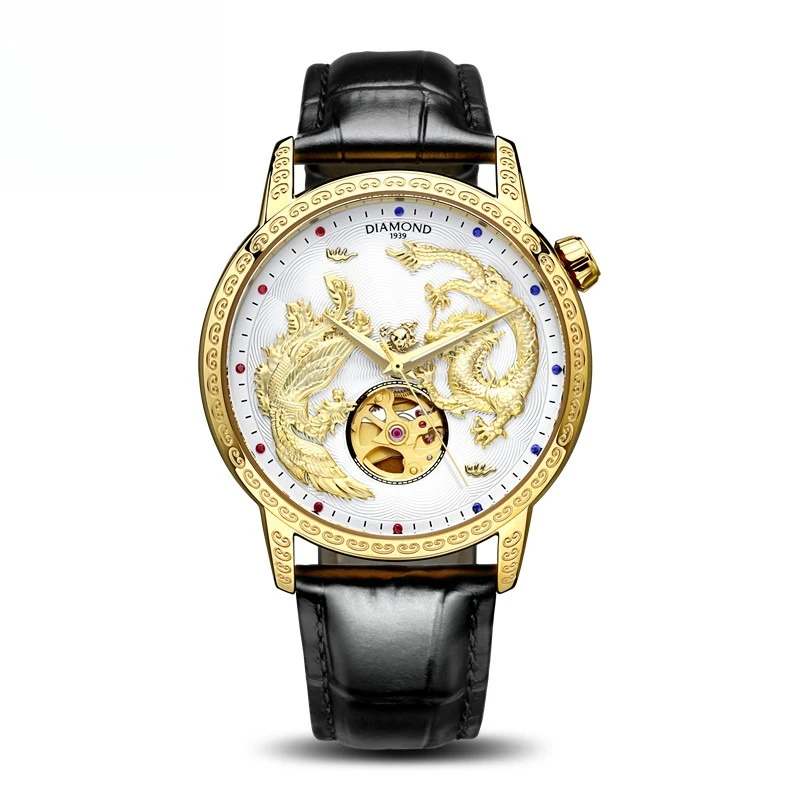 Shanghai Watch Men's Mechanical Watch Diamond Gold Couple Dragon and Phoenix Belt Watch Fashion Hollow
Shanghai Watch Men's Mechanical Watch Diamond Gold Couple Dragon and Phoenix Belt Watch Fashion Hollow