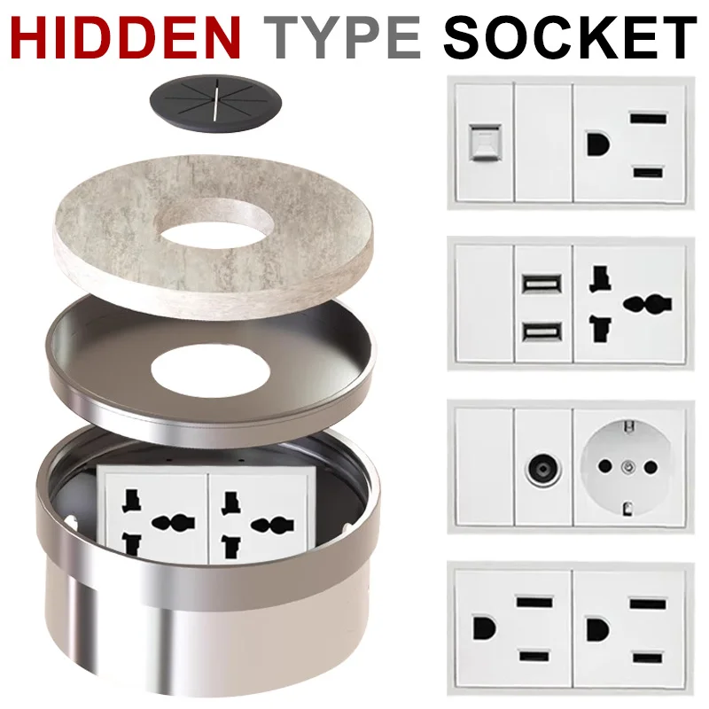 Hidden Type Socket Universal Household Office Single Dual Sockets Embedded Ground Socket for EU/US Standard Charge
Hidden Type Socket Universal Household Office Single Dual Sockets Embedded Ground Socket for EU/US Standard Charge