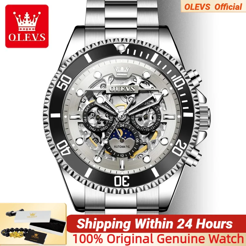 OLEVS 6715 Mens Watch Silver Grey Fashion Men's Wristwatch Waterproof Luminous Date Automatic Mechanical Watch for Men
OLEVS 6715 Mens Watch Silver Grey Fashion Men's Wristwatch Waterproof Luminous Date Automatic Mechanical Watch for Men