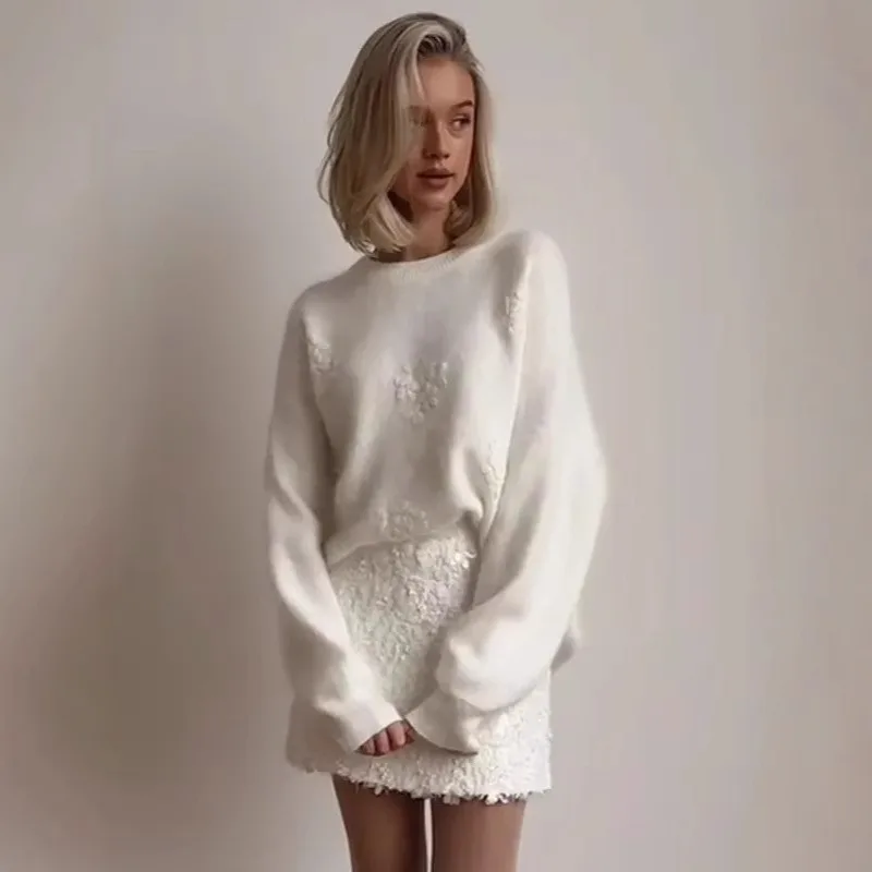 2025 Popular Comfortable and Warm Solid Color Crew Neck Knitted Jacquard Sweater Casual Style Women's Clothing Pullovers Loose
2025 Popular Comfortable and Warm Solid Color Crew Neck Knitted Jacquard Sweater Casual Style Women's Clothing Pullovers Loose