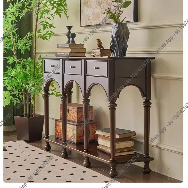 08 French Retro Solid Wood Porch Cabinet, Living Room Entry Medieval Decorative Cabinet, Modern Simple Against The Wall Fashion
08 French Retro Solid Wood Porch Cabinet, Living Room Entry Medieval Decorative Cabinet, Modern Simple Against The Wall Fashion