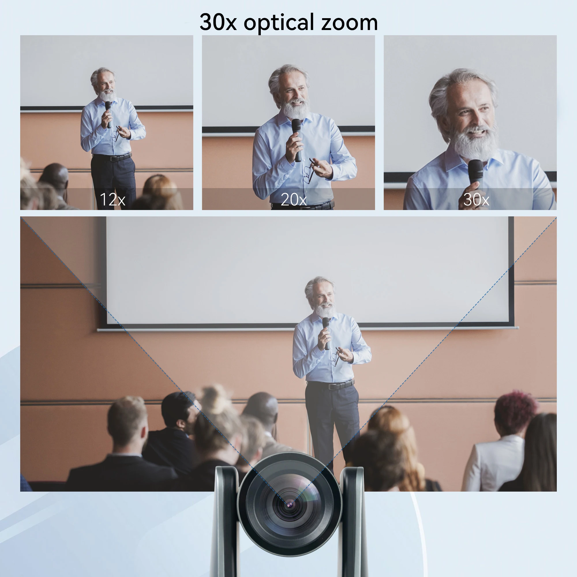 New 1080p60fps 30X Optical Zoom PTZ Conference Video Camera AI Tracking USB3.0/HDMI/SDI/RJ45 Suitable for Church Events
New 1080p60fps 30X Optical Zoom PTZ Conference Video Camera AI Tracking USB3.0/HDMI/SDI/RJ45 Suitable for Church Events