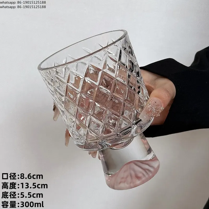 Pink mountain glass cup Water cup Premium sense niche creative tall drink cup
Pink mountain glass cup Water cup Premium sense niche creative tall drink cup