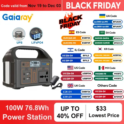 Stazione di alimentazione portatile da 100 W 24000 mAh 220 V/110 V Power Bank 76,8 Wh Generatore di energia solare LiFePO4 Energia esterna per viaggi in campeggio