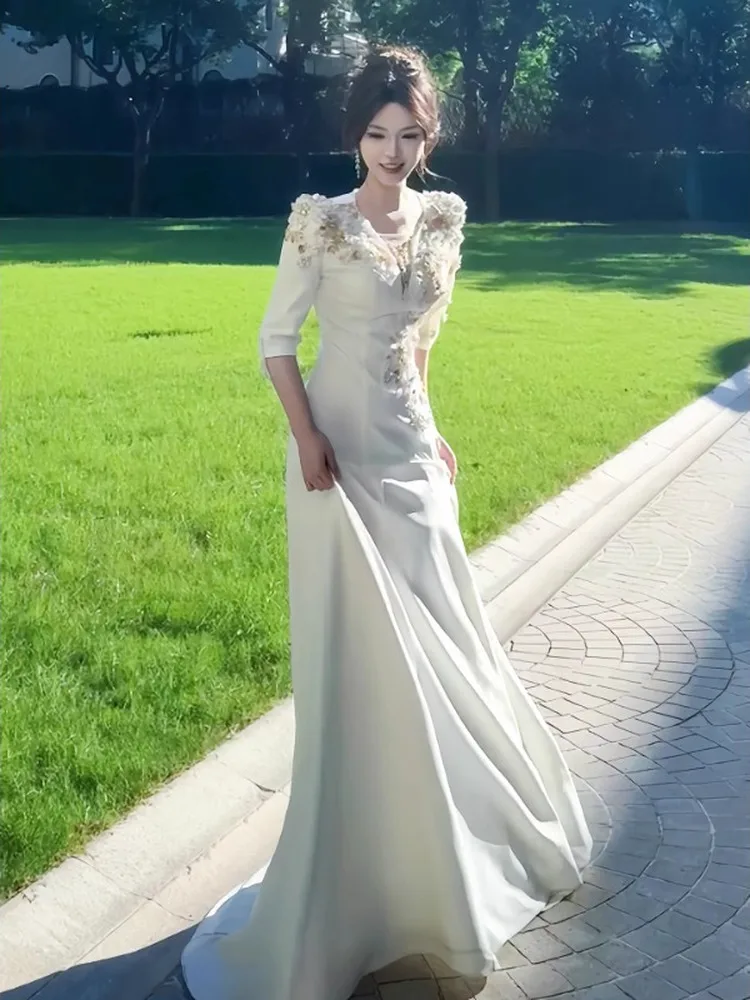 Elegant Fish Tail Gown for Women Hostess Formal Occasion Wedding Party Performance Slimming mid Waist Zipper Long Sleeve Dress
Elegant Fish Tail Gown for Women Hostess Formal Occasion Wedding Party Performance Slimming mid Waist Zipper Long Sleeve Dress