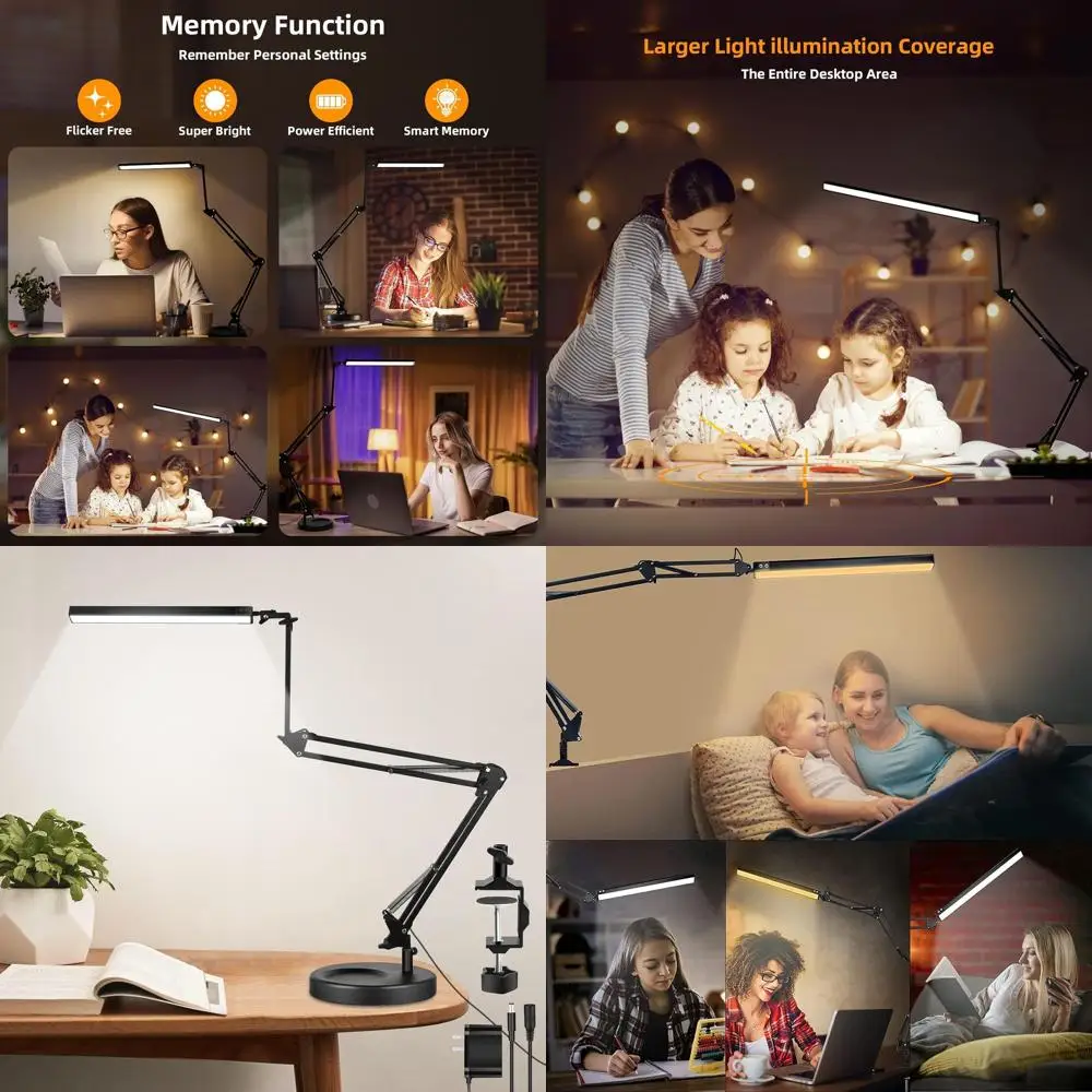 Настольная лампа с регулируемым поворотным кронштейном и зажимом, вылет 50,7 см, основание и зажим 2-в-1, идеально подходит для офиса, рабочего стола, чтения и рукоделия
Настольная лампа с регулируемым поворотным кронштейном и зажимом, вылет 50,7 см, основание и зажим 2-в-1, идеально подходит для офиса, рабочего стола, чтения и рукоделия