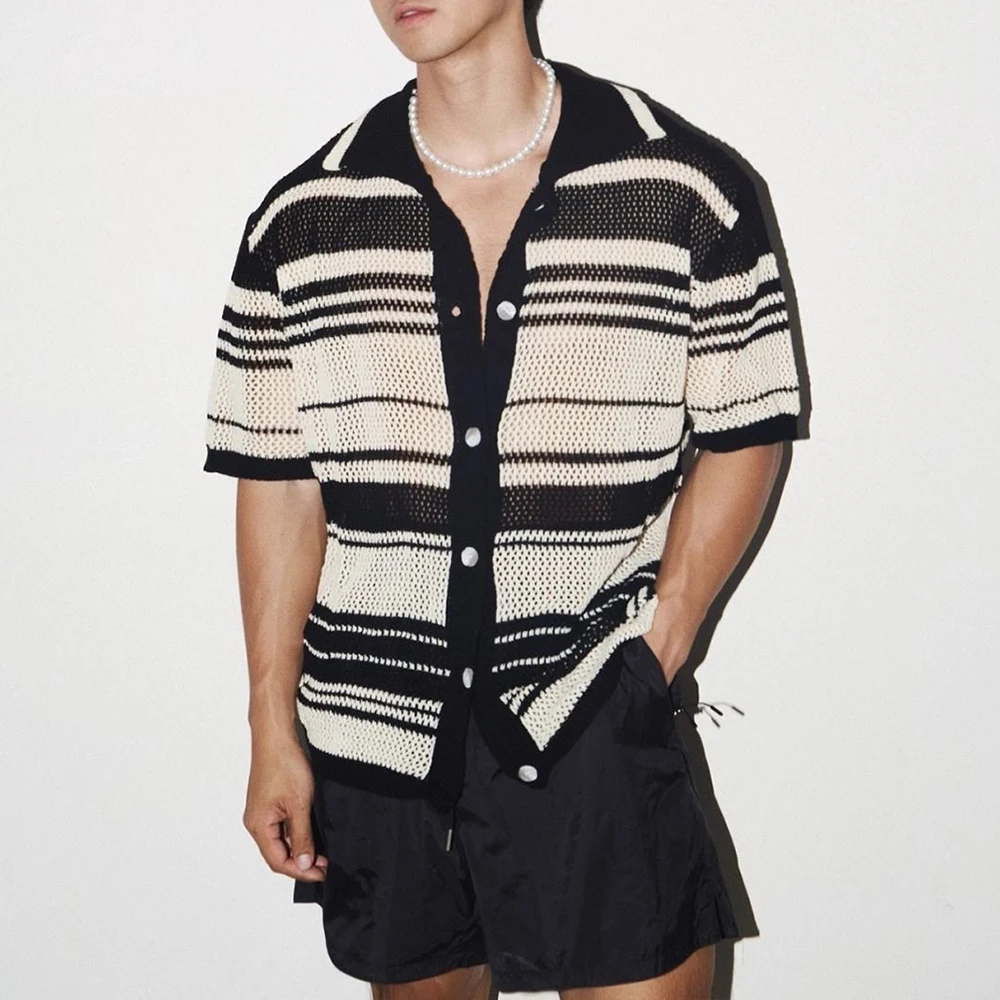 Summer New Men's Color Block Short-Sleeve Knit Shirt American Retro Fashion Trend High Street Casual Simple Loose Men's Top
Summer New Men's Color Block Short-Sleeve Knit Shirt American Retro Fashion Trend High Street Casual Simple Loose Men's Top