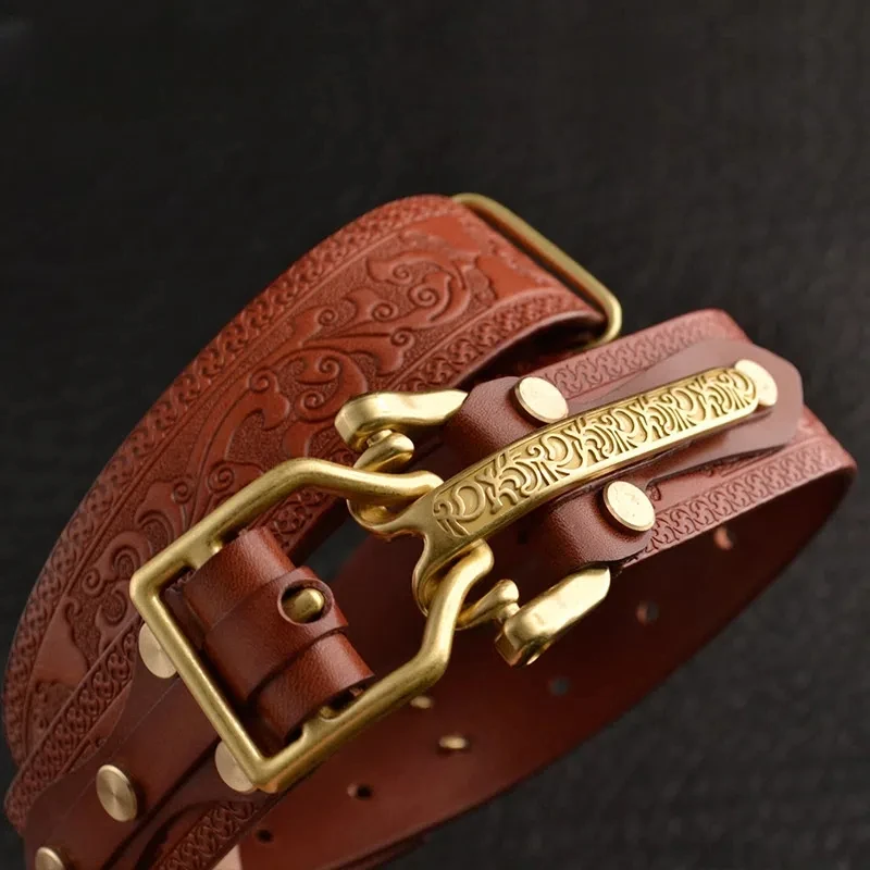 3.8CM Thickened and Widened Woven Pattern Men's Leather Belt Casual Retro Pure Copper Buckle Cavalry Belt Cowhide Belt
3.8CM Thickened and Widened Woven Pattern Men's Leather Belt Casual Retro Pure Copper Buckle Cavalry Belt Cowhide Belt