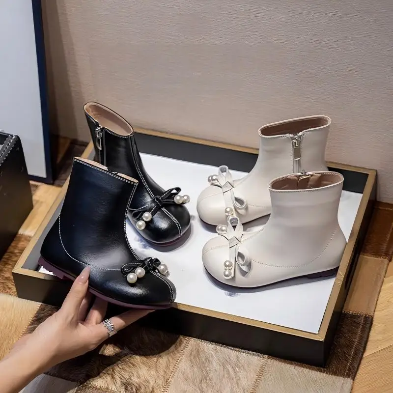 Toddler Girls Princess Style Leather Boots with Bow Detail 2025 New Autumn Winter Kids Ankle Boots Non-slip Simple School Boots
Toddler Girls Princess Style Leather Boots with Bow Detail 2025 New Autumn Winter Kids Ankle Boots Non-slip Simple School Boots